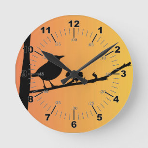 Horloge Ronde Blackbird Silhouette