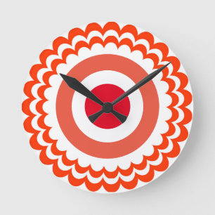 Horloge Ronde Blanc orange