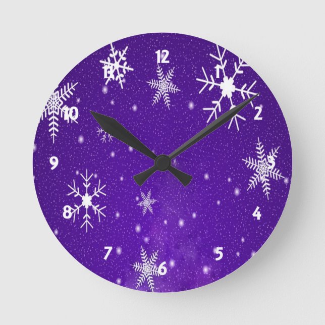 Horloge Ronde Blanche-Neige, Blue Purple Background (Recto)