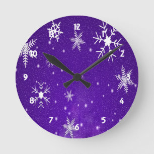 Horloge Ronde Blanche-Neige, Blue Purple Background