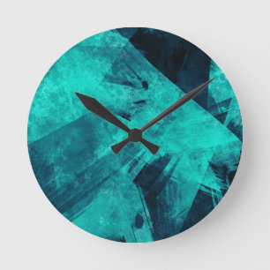 Horloge Ronde Bleu Abstrait Irrégulier Cool