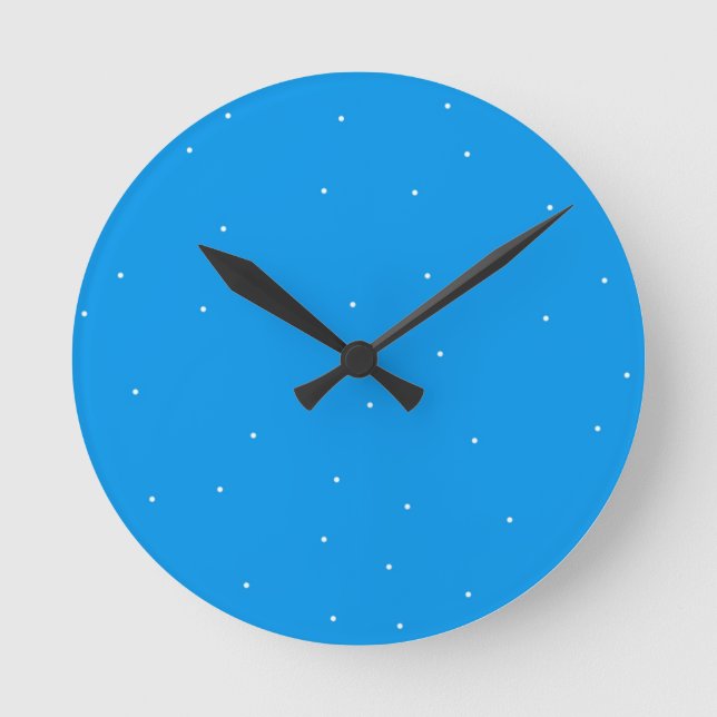 Horloge Ronde Bleu avec points blancs accessoires à la personnal (Recto)
