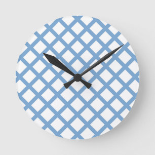 Horloge Ronde Bleu Blanc Arlequin Diamond Motif