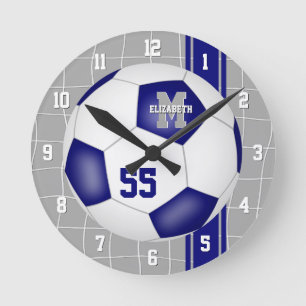 Horloge Ronde bleu blanc de l'équipe couleurs variété rayures fo