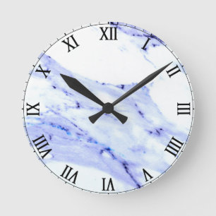 Horloge Ronde Bleu et Marbre blanc