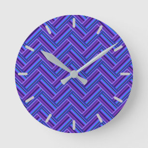 Horloge Ronde Bleu et violet rayures double tissage
