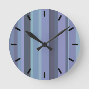 Horloge Ronde Bleu-gris, bandes horizontales