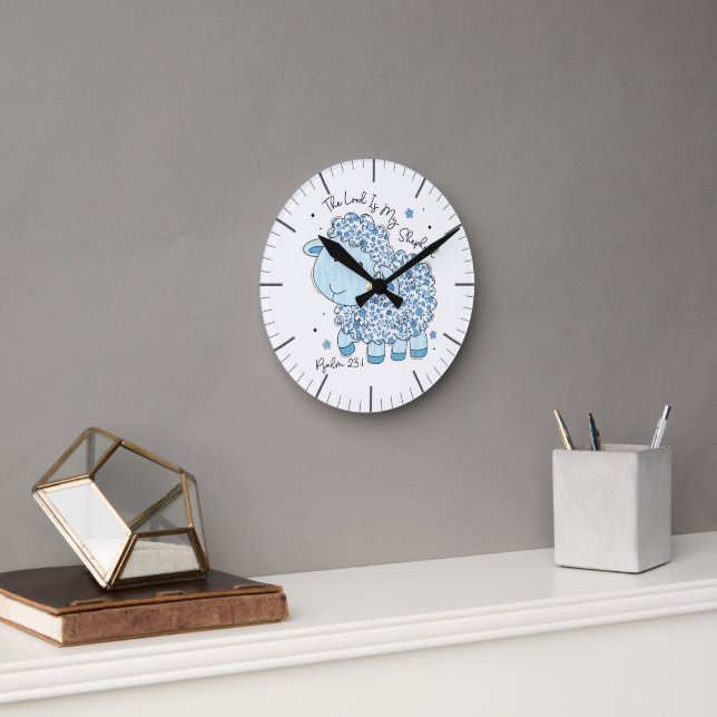 Horloge Ronde Bleu inspiré de la foi (Bureau)
