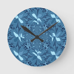 Horloge Ronde Bleu Iridescendant.