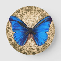 Bleu monarque papillon damassé art Vintage