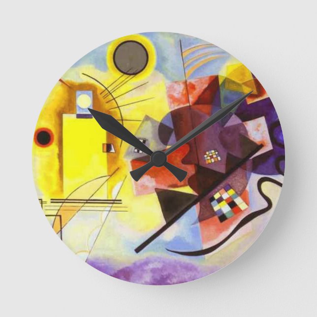 Horloge Ronde Bleu rouge jaune Kandinsky peinture Abstraite (Recto)