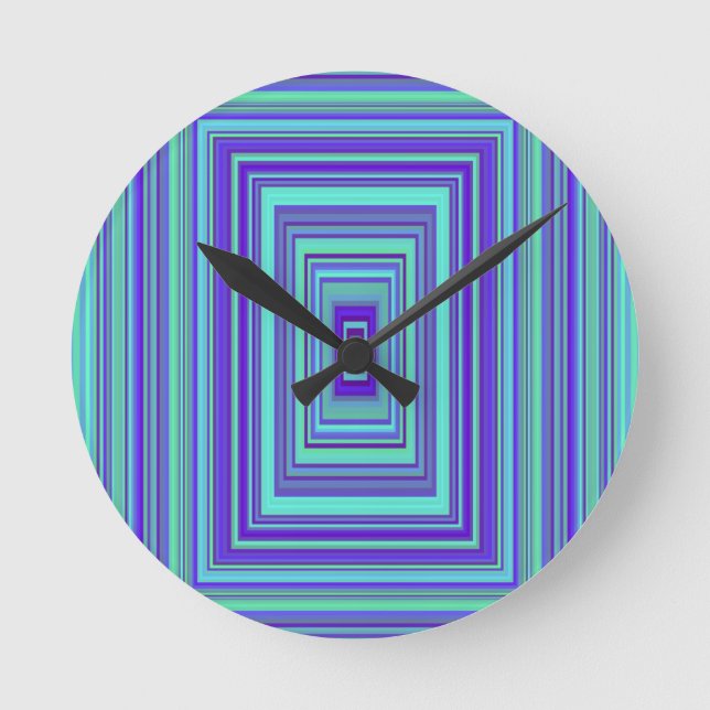Horloge Ronde Bleu violet vert Rectangles Art géométrique (Recto)
