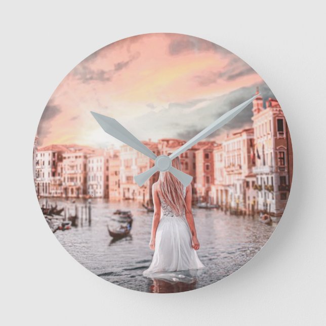 Horloge Ronde Blondie Dans Venise Romantique (Recto)
