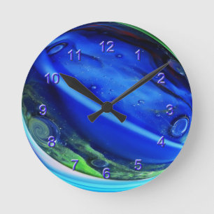 Horloge Ronde Blue Aggie Marble Wall Clock