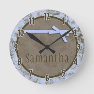 Horloge Ronde Blue French Fabric Toile Personalized Clock