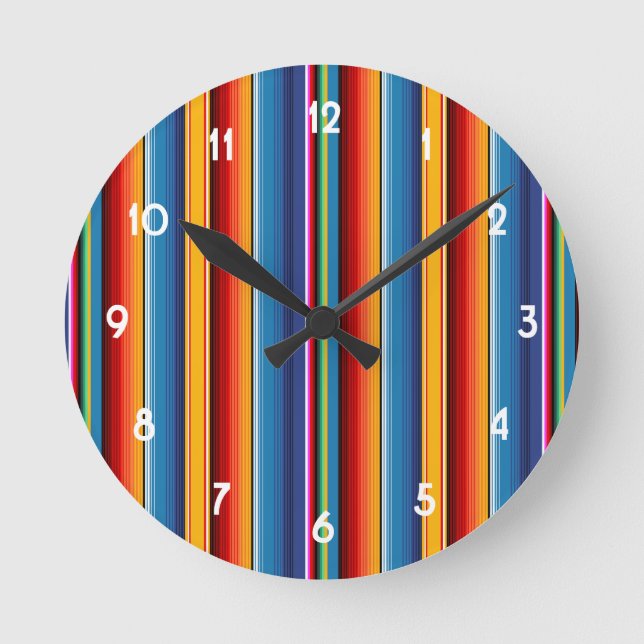 Horloge Ronde Blue Gold Red Sarape mexicaine (Recto)