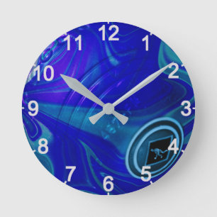 Horloge Ronde Blue Marbled Lawn