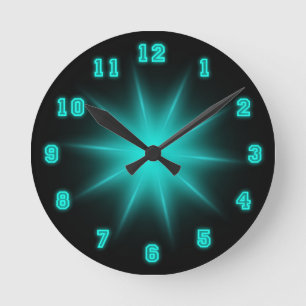 Horloge Ronde Blue Neon Star 8"