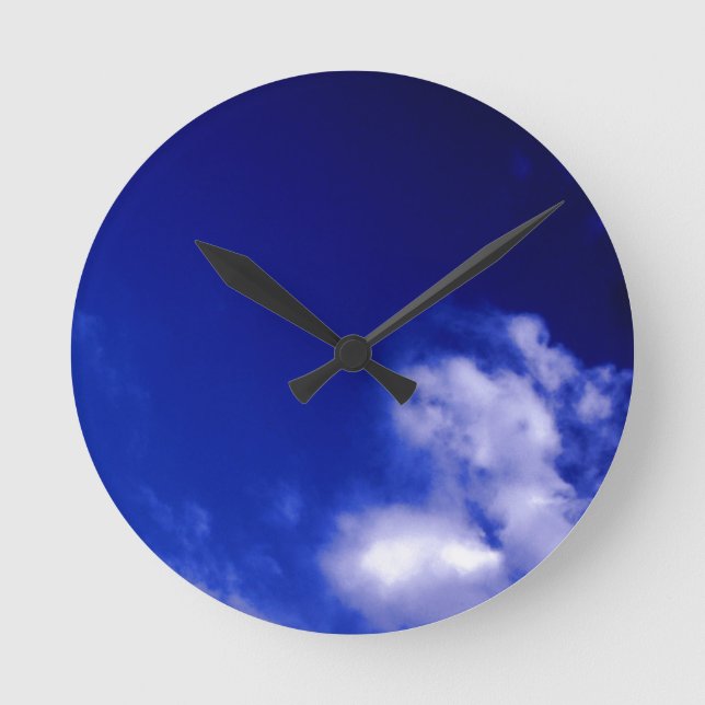 Horloge Ronde Blue Sky Unique Chic Moderne Minimal (Recto)