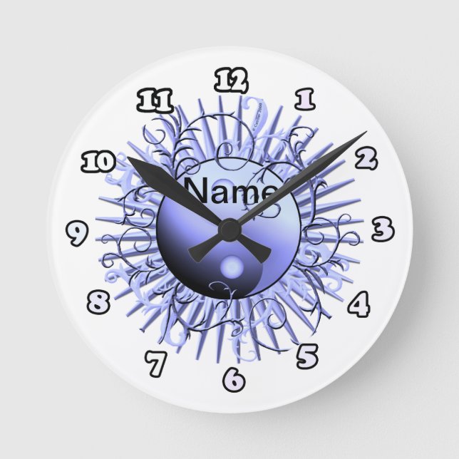 Horloge Ronde Blue Swirl Yin Yang (Recto)