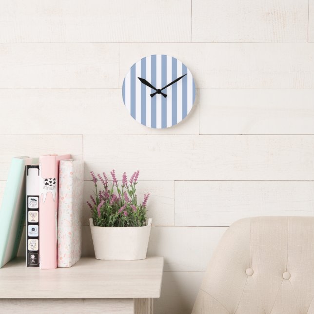 Horloge Ronde Blue & White Stripe Clock (Salle de lecture)