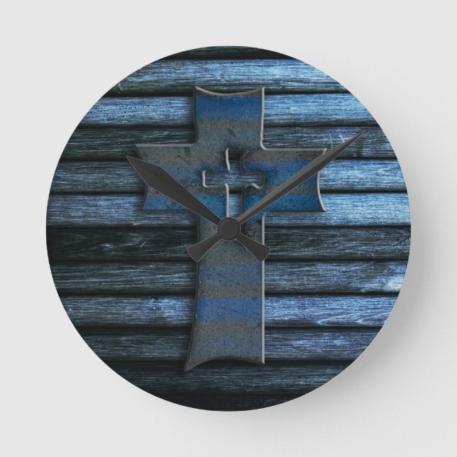 Horloge Ronde Blue Wooden (Recto)