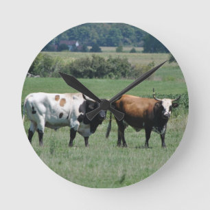 Horloge Ronde Boeuf du Texas Longhorn