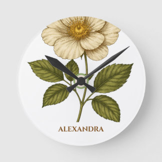 Horloge Ronde Boho Flower Custom Name