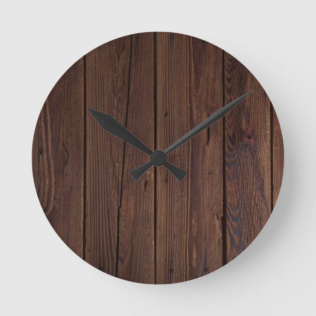 Horloge Ronde Bois Brown foncé rustique clôture en bois Style ch (Recto)