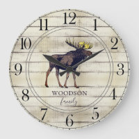 Bois rustique Nom de famille Marcher Moose Grande 