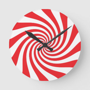 Horloge Ronde Bonbons de Noël rouges et blancs
