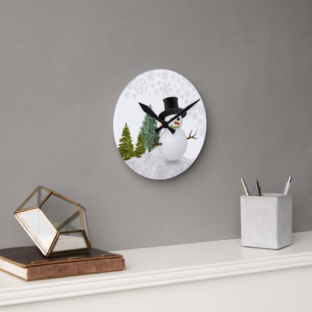 Horloge Ronde Bonhomme de neige Noël Décoration de la maison  (Bureau)
