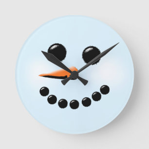 Horloge Ronde Bonhommes de neige mignons de vacances d'hiver de