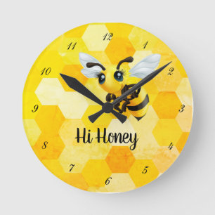 Horloge Ronde "Bonjour mon cher" Bee