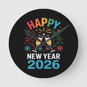 Horloge Ronde Bonne année 2026 Fête drôle de la Saint-Sylvestre