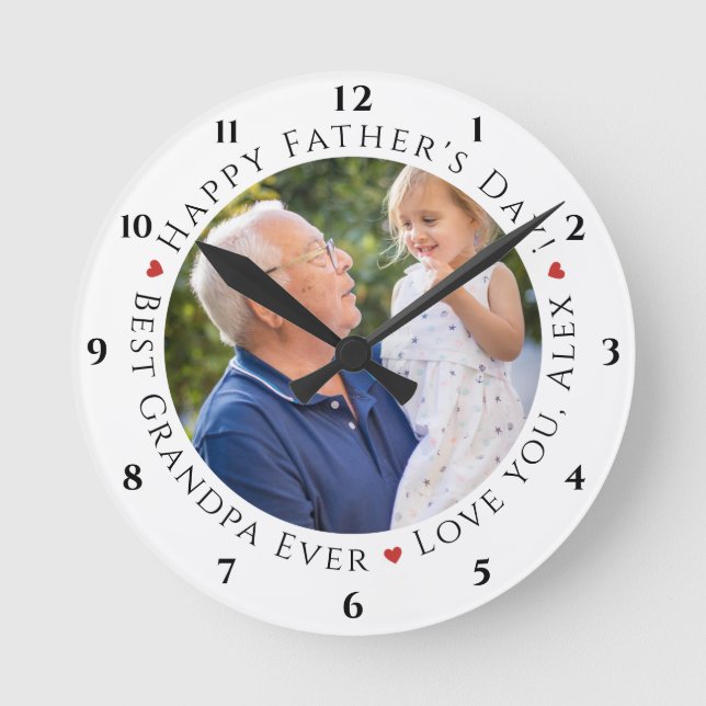 Horloge Ronde Bonne Fête des pères Meilleur Grand-Père Jamais Pe (Recto)