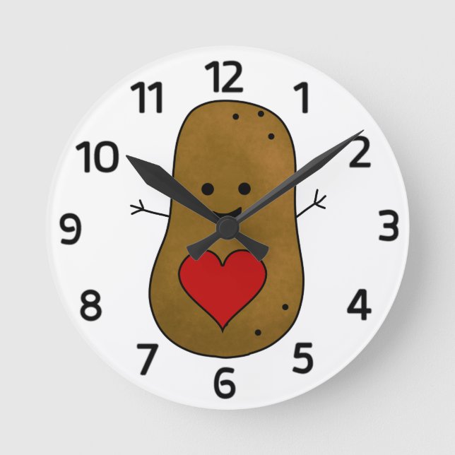 Horloge Ronde Bonne Pomme de terre Valentine, Amour et Coeurs (Recto)