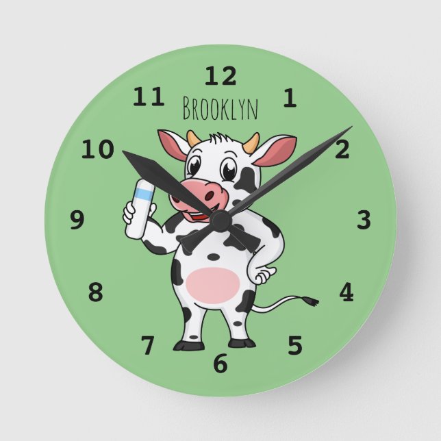 Horloge Ronde Bonne vache avec dessin animé de biberon (Recto)