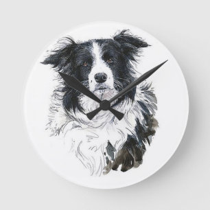 Horloge Ronde Border Collie Clock
