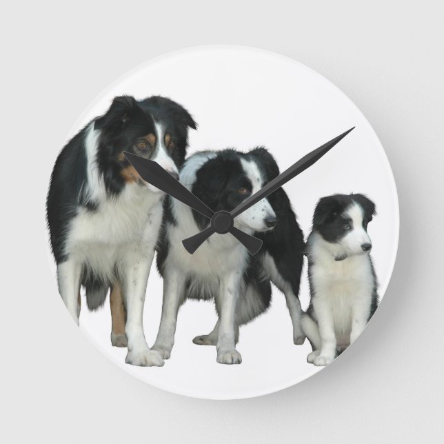Horloge Ronde Border Collie Dogs (Recto)