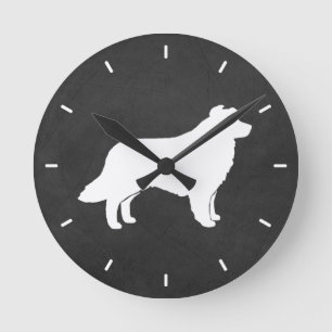 Horloge Ronde Bordure Collie Silhouette