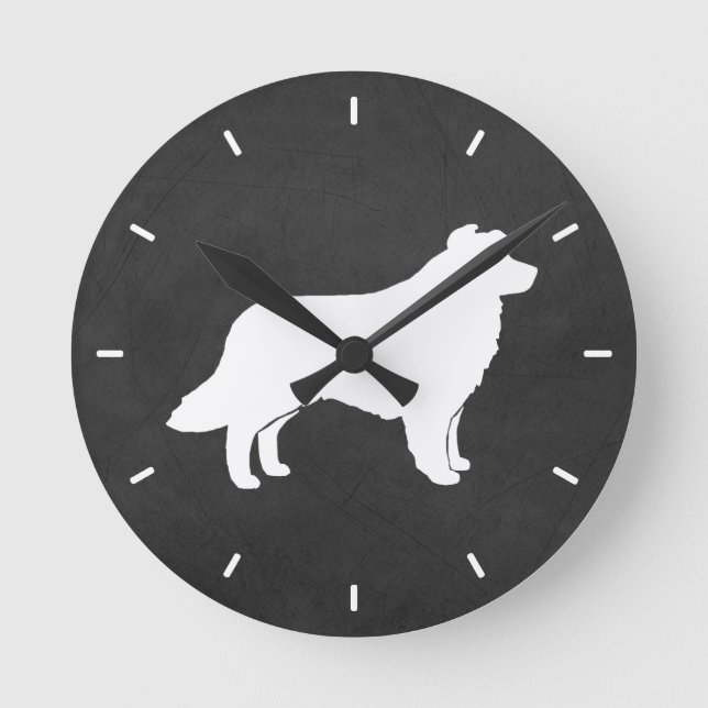 Horloge Ronde Bordure Collie Silhouette (Recto)