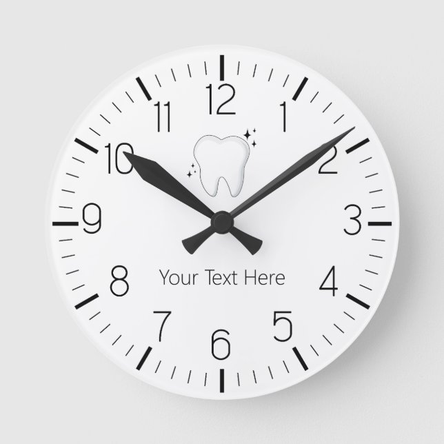 Horloge Ronde Bouche dentaire blanche pour dentiste sur mesure (Recto)