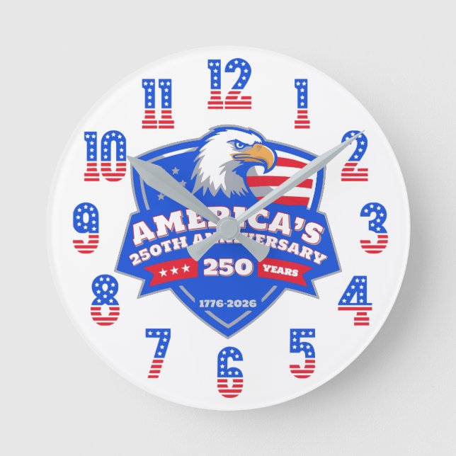 Horloge Ronde Bouclier d'aigle patriotique 250e anniversaire Acr (Recto)