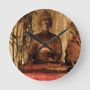 Horloge Ronde BOUDDHA : Statue de cuivre