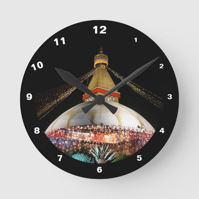Horloge Ronde Boudhanath Stupa la nuit & Kathmandu /Népal (Recto)