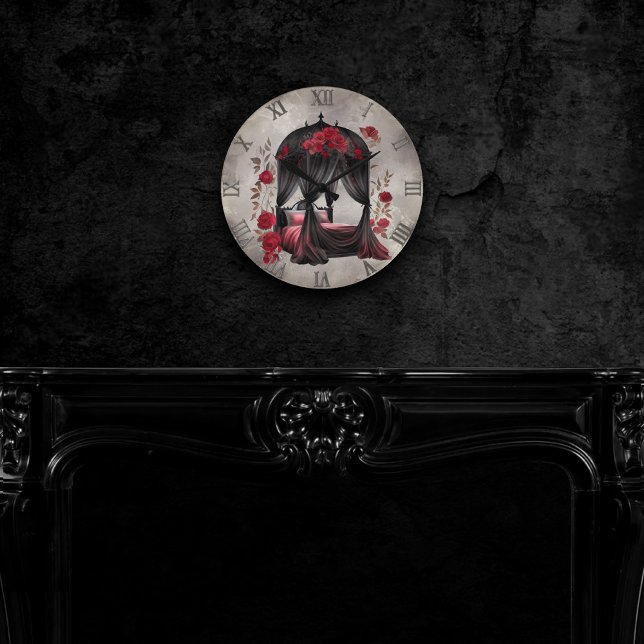 Horloge Ronde Boudoir | Canopée de l'Écharpe Antique Poster Lit (Créateur téléchargé)