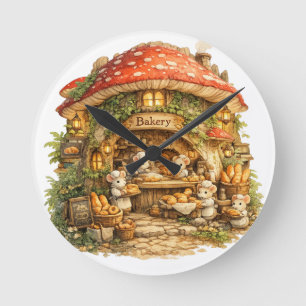 Horloge Ronde Boulangerie Champignon Cottagecore Bois Fantaisi