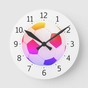 Horloge Ronde Boule de football colorée Cadeaux Cool