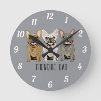Horloge Ronde Bouledogue Français, Papa Frenchie